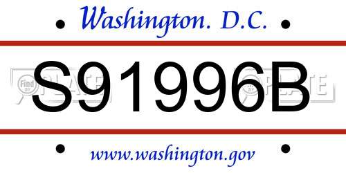 S91996B District Of Columbia License Plate
