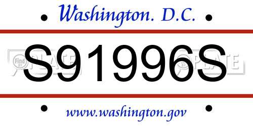 S91996S District Of Columbia License Plate
