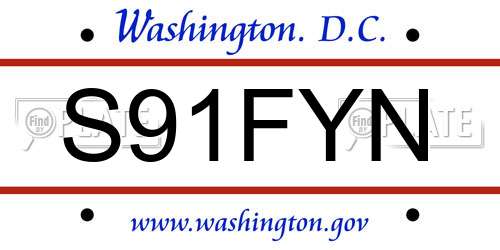 S91FYN District Of Columbia License Plate