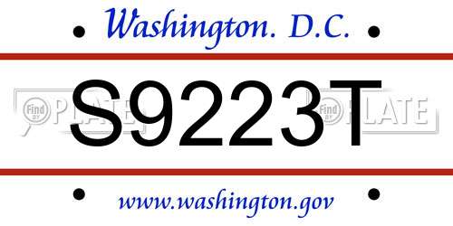 S9223T District Of Columbia License Plate