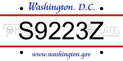 S9223Z District Of Columbia License Plate