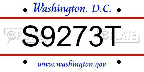 S9273T District Of Columbia License Plate