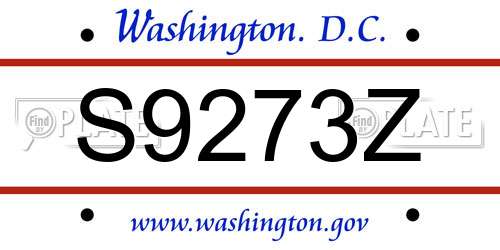 S9273Z District Of Columbia License Plate