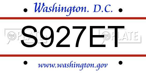 S927ET District Of Columbia License Plate