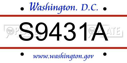 S9431A District Of Columbia License Plate