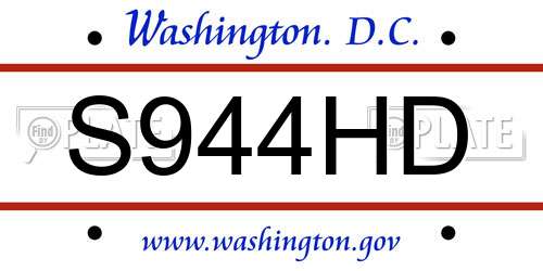 S944HD District Of Columbia License Plate