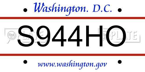 S944HO District Of Columbia License Plate