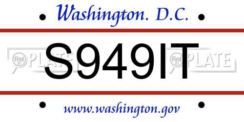 S949IT District Of Columbia License Plate