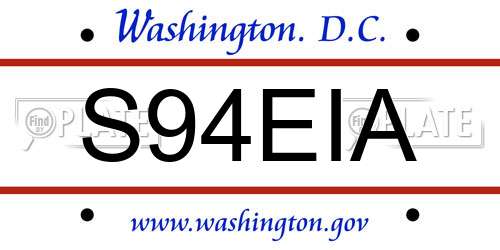 S94EIA District Of Columbia License Plate