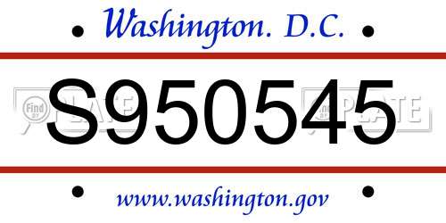 S950545 District Of Columbia License Plate