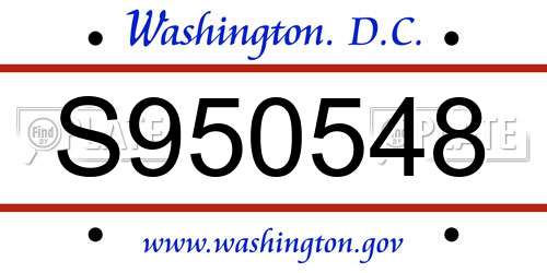S950548 District Of Columbia License Plate