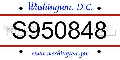 S950848 District Of Columbia License Plate