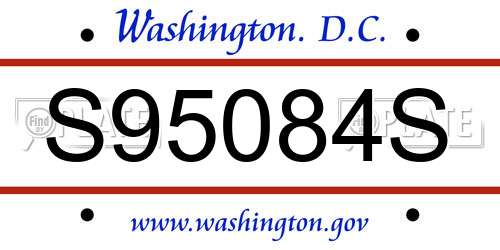 S95084S District Of Columbia License Plate
