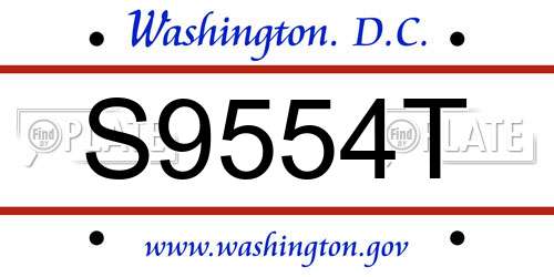 S9554T District Of Columbia License Plate
