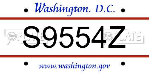 S9554Z District Of Columbia License Plate