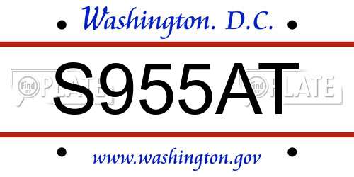S955AT District Of Columbia License Plate
