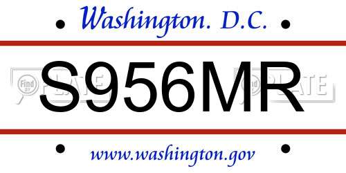 S956MR District Of Columbia License Plate