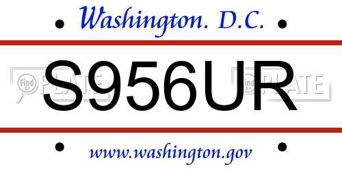 S956UR District Of Columbia License Plate