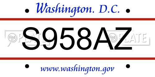 S958AZ District Of Columbia License Plate
