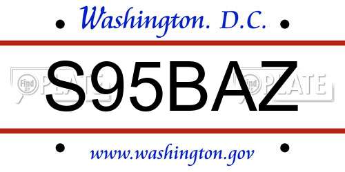 S95BAZ District Of Columbia License Plate