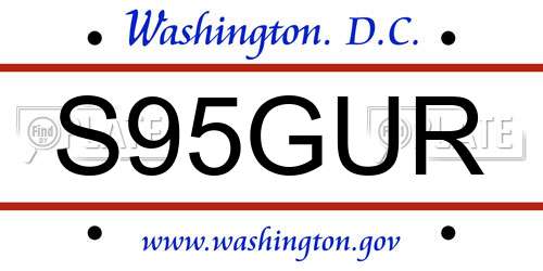 S95GUR District Of Columbia License Plate