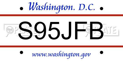 S95JFB District Of Columbia License Plate