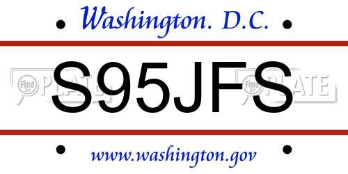 S95JFS District Of Columbia License Plate