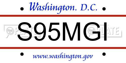 S95MGI District Of Columbia License Plate