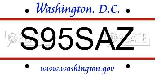 S95SAZ District Of Columbia License Plate