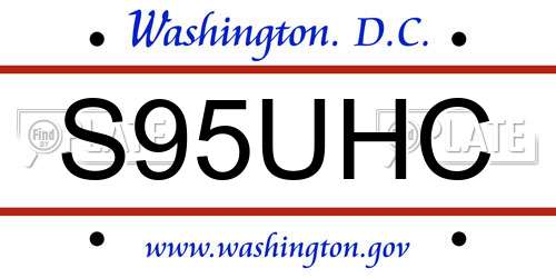 S95UHC District Of Columbia License Plate