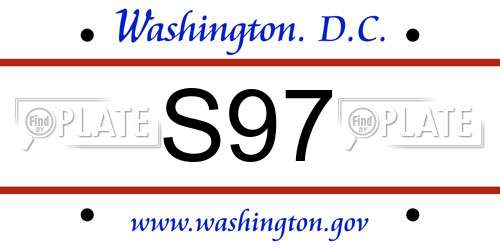 S97 District Of Columbia License Plate