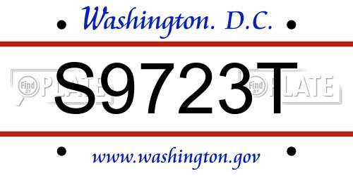 S9723T District Of Columbia License Plate