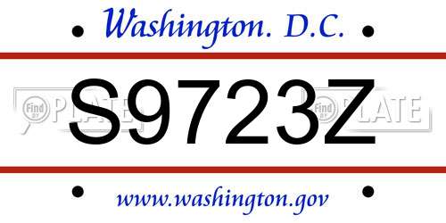 S9723Z District Of Columbia License Plate