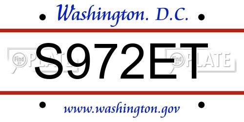 S972ET District Of Columbia License Plate