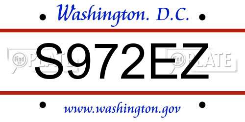 S972EZ District Of Columbia License Plate