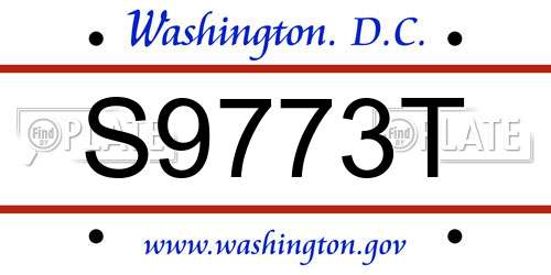 S9773T District Of Columbia License Plate