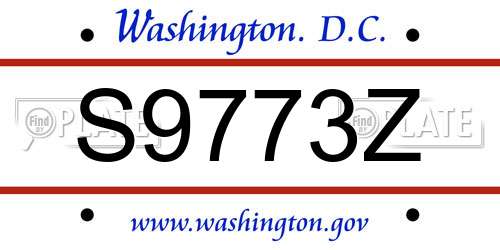 S9773Z District Of Columbia License Plate