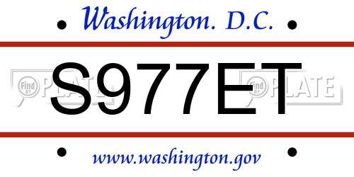S977ET District Of Columbia License Plate