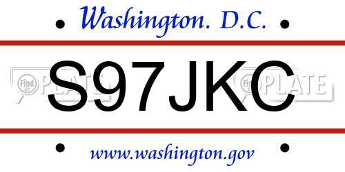 S97JKC District Of Columbia License Plate