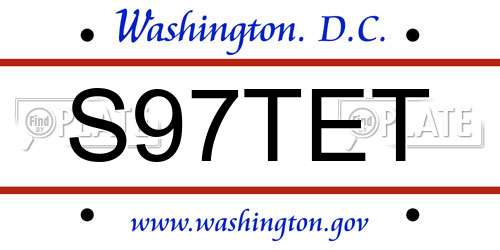S97TET District Of Columbia License Plate