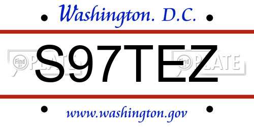 S97TEZ District Of Columbia License Plate