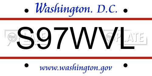 S97WVL District Of Columbia License Plate