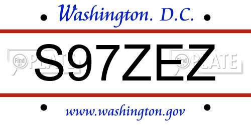 S97ZEZ District Of Columbia License Plate