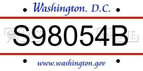 S98054B District Of Columbia License Plate