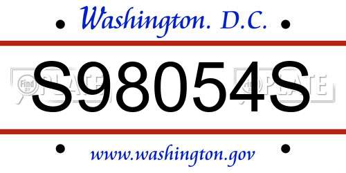 S98054S District Of Columbia License Plate