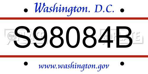 S98084B District Of Columbia License Plate