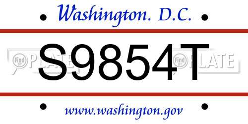S9854T District Of Columbia License Plate