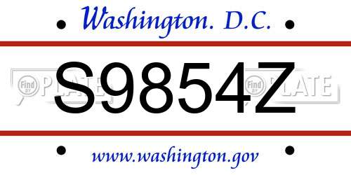 S9854Z District Of Columbia License Plate