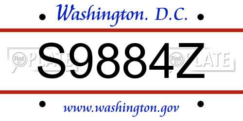 S9884Z District Of Columbia License Plate