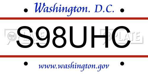 S98UHC District Of Columbia License Plate